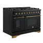 Forno FFSGS621948BLK Forno Antico 48-Inch Freestanding Gas Range, Black, Antique Brass Design, 8 Burners, Griddle, Double Ovens, Energy Efficient