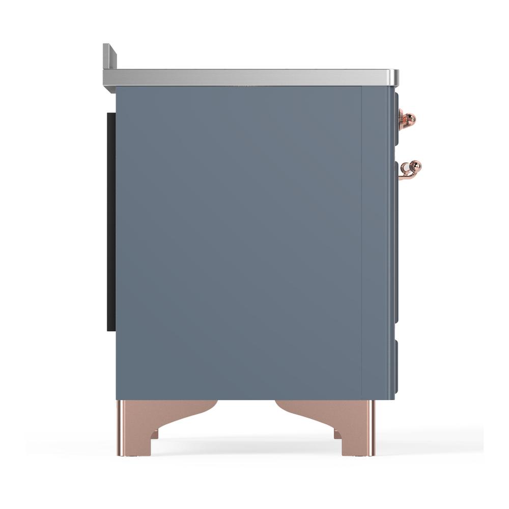 Ilve UMIB48QNR3BGP Ilve Umib48Qnr3Bgp Majestic Iii 48 Inch Induction Range With 6 Elements, 5.02 Cu. Ft. Total Oven Capacity (Solid Door, Blue Grey, Copper)