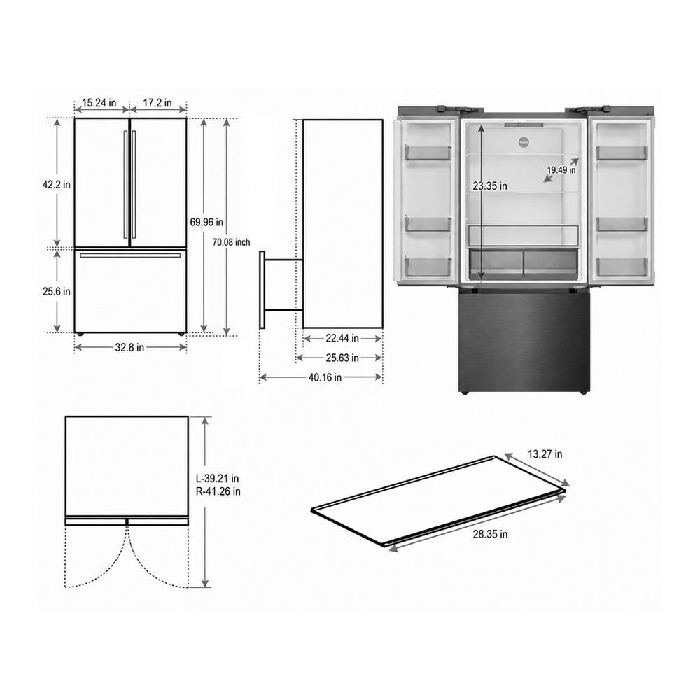 Verona VEFFD3316RISL Verona Veffd3316Risl 33 Inch Freestanding French Door Refrigerator With 16.5 Cu. Ft. Capacity, Automatic Ice Maker, Recessed Handle