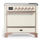 Ilve UMIB36QNR3AWP Ilve Umib36Qnr3Awp Majestic Iii 36 Inch Induction Range With 6 Elements, 3.5 Cu. Ft. Total Oven Capacity (Solid Door, Antique White, Copper)