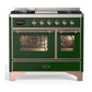 Ilve UMD40FNR3EGP Ilve Umd40Fnr3Egp Majestic Iii 40 Inch Dual Fuel Range With 6 Burners And Griddle, Dual Function Burner Up To 25,000 Btu (Natural Gas, Triple Glass Door, Emerald Green, Copper)