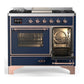 Ilve UMD40FNR3MBP Ilve Umd40Fnr3Mbp Majestic Iii 40 Inch Dual Fuel Range With 6 Burners And Griddle, Dual Function Burner Up To 25,000 Btu (Natural Gas, Triple Glass Door, Midnight Blue, Copper)