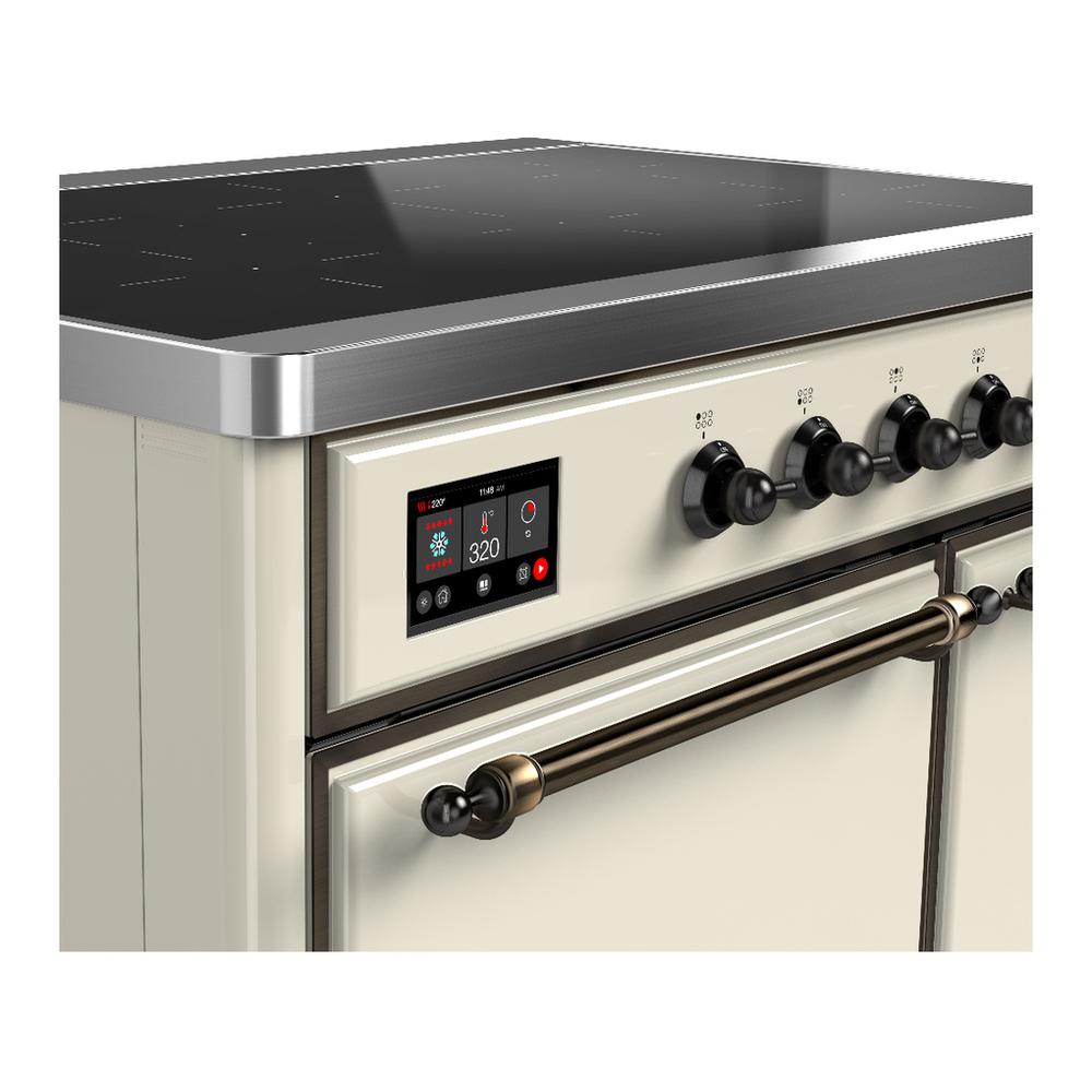 Ilve UMDIB40QNR3AWB Ilve Umdib40Qnr3Awb Majestic Iii 40 Inch Induction Range With 6 Elements, 3.82 Cu. Ft. Total Oven Capacity (Solid Door, Antique White, Burnished)