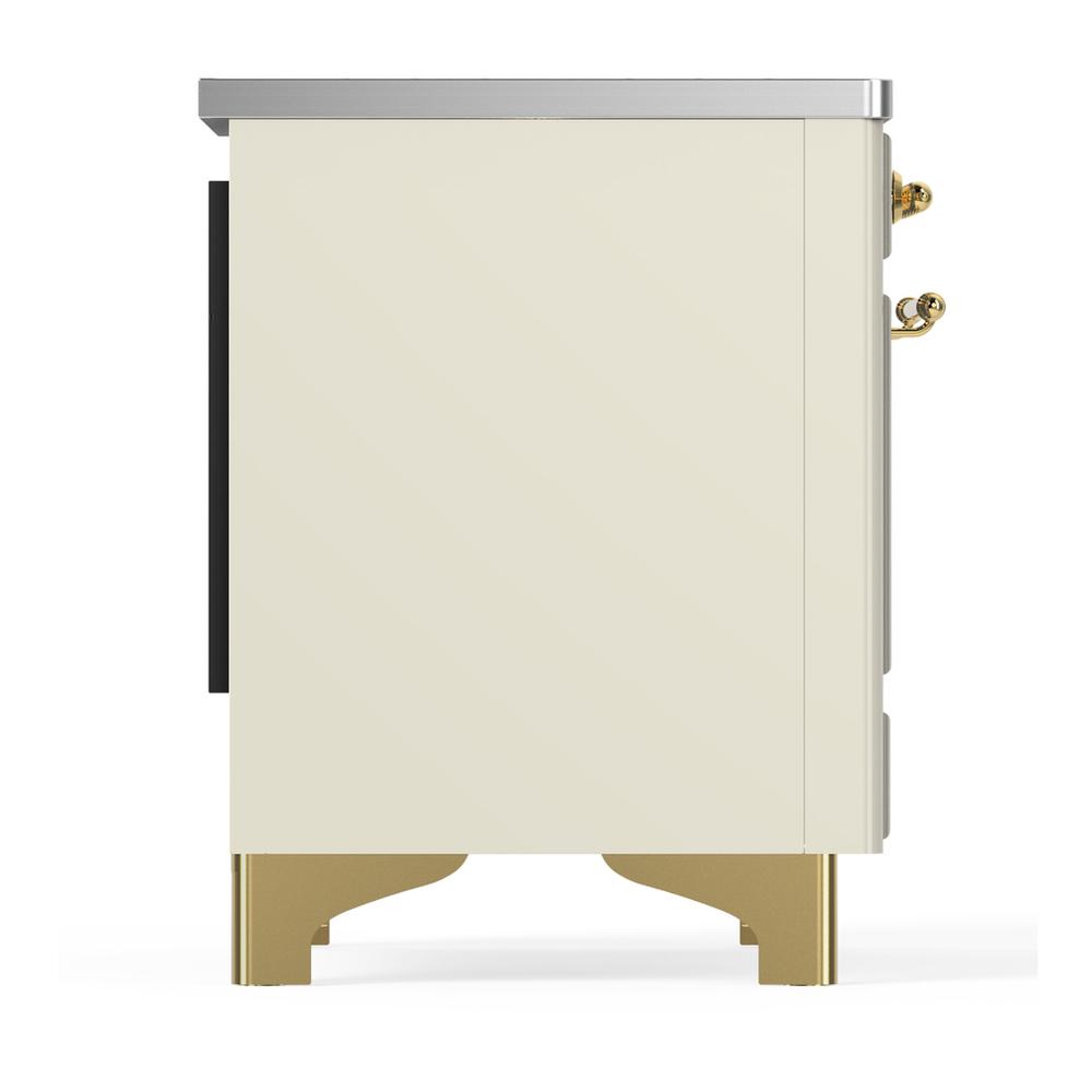 Ilve UMDIB40NR3AWG Ilve Umdib40Nr3Awg Majestic Iii 40 Inch Induction Range With 6 Elements, 3.82 Cu. Ft. Total Oven Capacity (Triple Glass Door, Antique White, Brass)