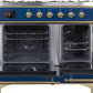 Ilve UMD10FDNS3MBG Majestic Ii 40 Inch Dual Fuel Natural Gas Freestanding Range In Blue With Brass Trim