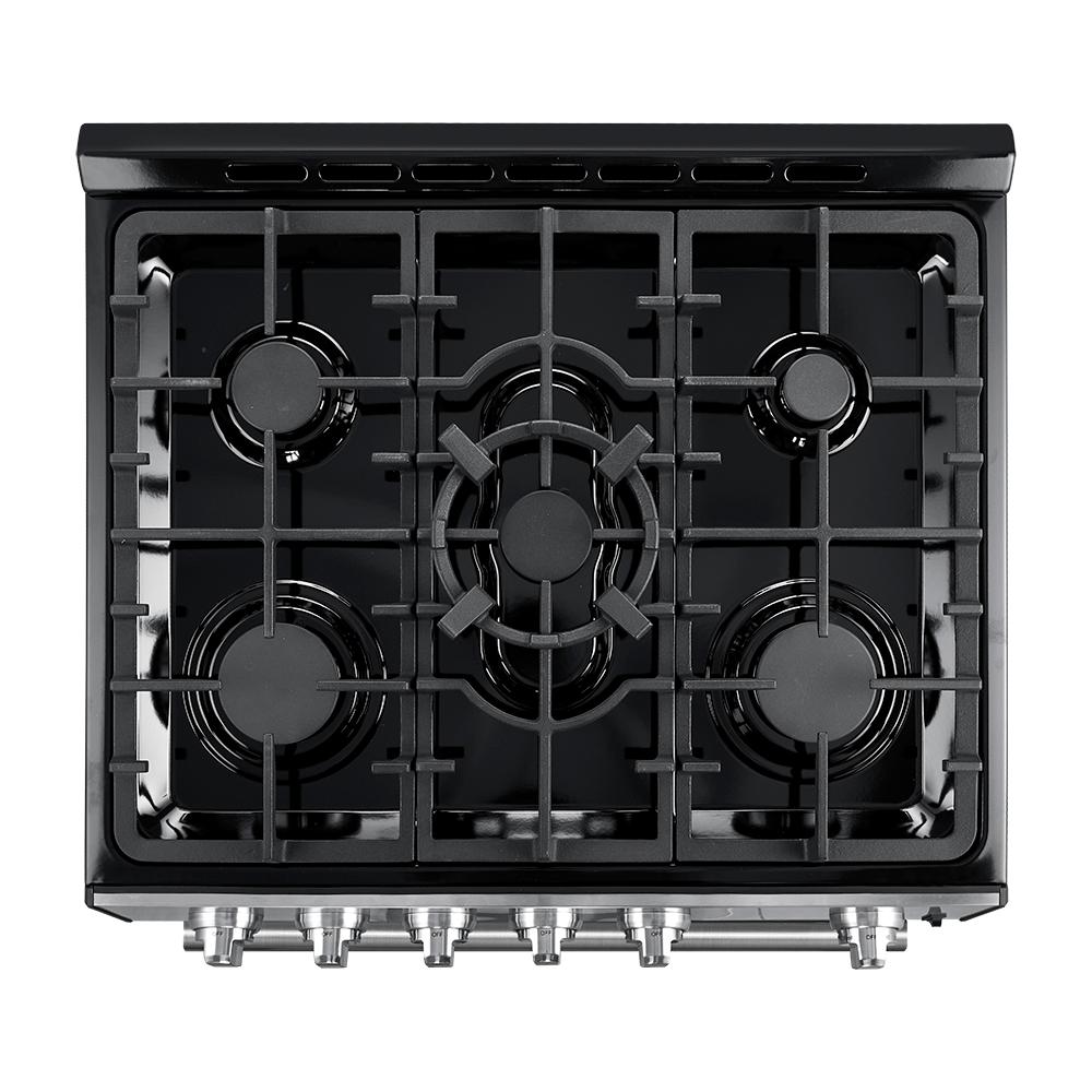 Forno FFSGS111630BLK Forno Leonardo Espresso 30-Inch Black Gas Range, 5 Burners, 39,500 Btu, 5 Cu.Ft Convection Oven