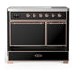 Ilve UMDIB40QNR3BKP Ilve Umdib40Qnr3Bkp Majestic Iii 40 Inch Induction Range With 6 Elements, 3.82 Cu. Ft. Total Oven Capacity (Solid Door, Glossy Black, Copper)