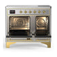 Ilve UMDIB40NR3SSG Ilve Umdib40Nr3Ssg Majestic Iii 40 Inch Induction Range With 6 Elements, 3.82 Cu. Ft. Total Oven Capacity (Triple Glass Door, Stainless Steel, Brass)