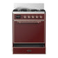 Ilve UM30QNR3BUP Ilve Um30Qnr3Bup Majestic Iii 30 Inch Dual Fuel Range With 5 Black Brass Burners, Dual Function Burner Up To 25,000 Btu (Natural Gas, Solid Door, Burgundy, Copper)