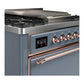 Ilve UM36FQNR3BGP Ilve Um36Fqnr3Bgp Majestic Iii 36 Inch Dual Fuel Range With 6 Black Brass Burners And Griddle, Dual Function Burner Up To 25,000 Btu (Solid Door, Blue Grey, Copper, Natural Gas)