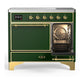 Ilve UMDIB40QNR3EGG Ilve Umdib40Qnr3Egg Majestic Iii 40 Inch Induction Range With 6 Elements, 3.82 Cu. Ft. Total Oven Capacity (Solid Door, Emerald Green, Brass)