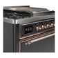 Ilve UM36FQNR3MGP Ilve Um36Fqnr3Mgp Majestic Iii 36 Inch Dual Fuel Range With 6 Black Brass Burners And Griddle, Dual Function Burner Up To 25,000 Btu (Solid Door, Graphite Matte, Copper, Natural Gas)