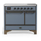 Ilve UMDIB40QNR3BGB Ilve Umdib40Qnr3Bgb Majestic Iii 40 Inch Induction Range With 6 Elements, 3.82 Cu. Ft. Total Oven Capacity (Solid Door, Blue Grey, Burnished)