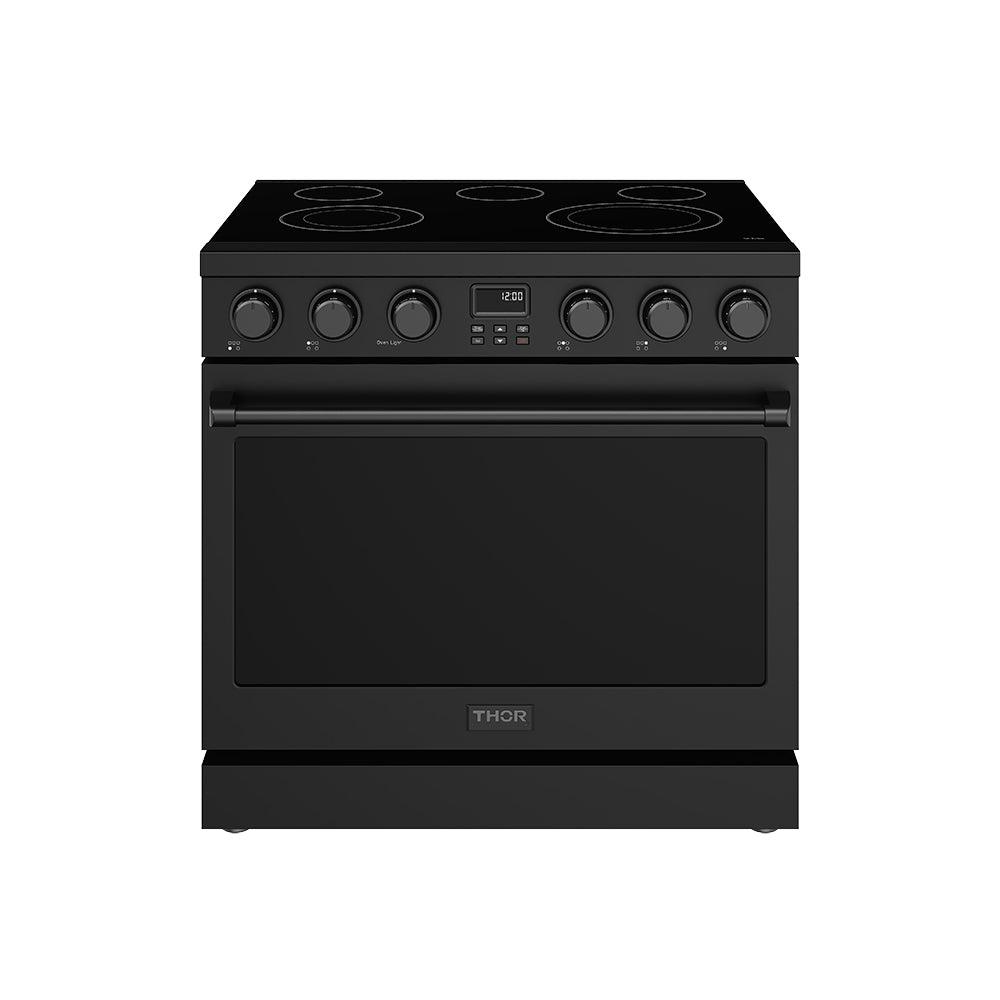 Thor Kitchen ARE36B 36 Inch Electric Range In Black - Contemporary Professional
