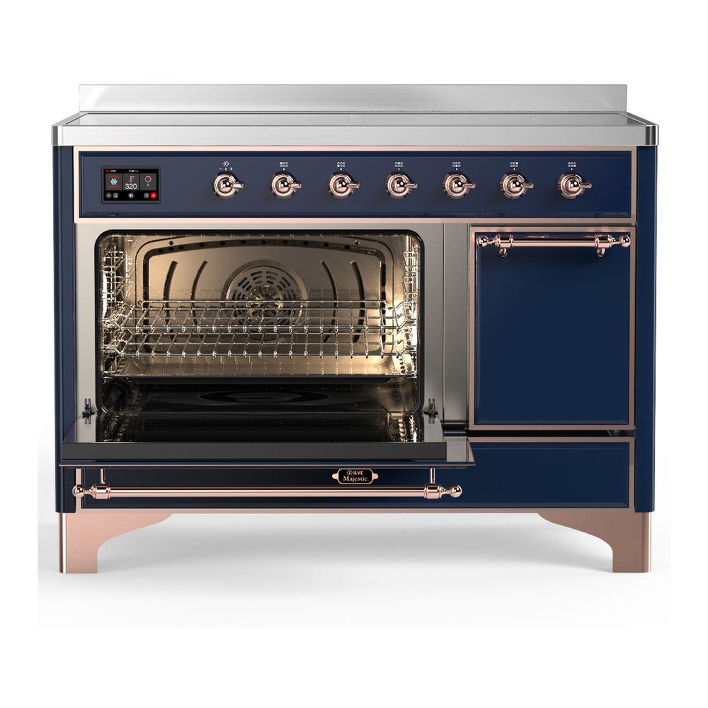 Ilve UMIB48QNR3MBP Ilve Umib48Qnr3Mbp Majestic Iii 48 Inch Induction Range With 6 Elements, 5.02 Cu. Ft. Total Oven Capacity (Solid Door, Midnight Blue, Copper)