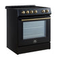 Forno FFSIN098230BLK Forno Leonardo Espresso 30-Inch Slide-In Black Induction Range, Convection Oven, 5 Cooking Zones, Touch Control Panel