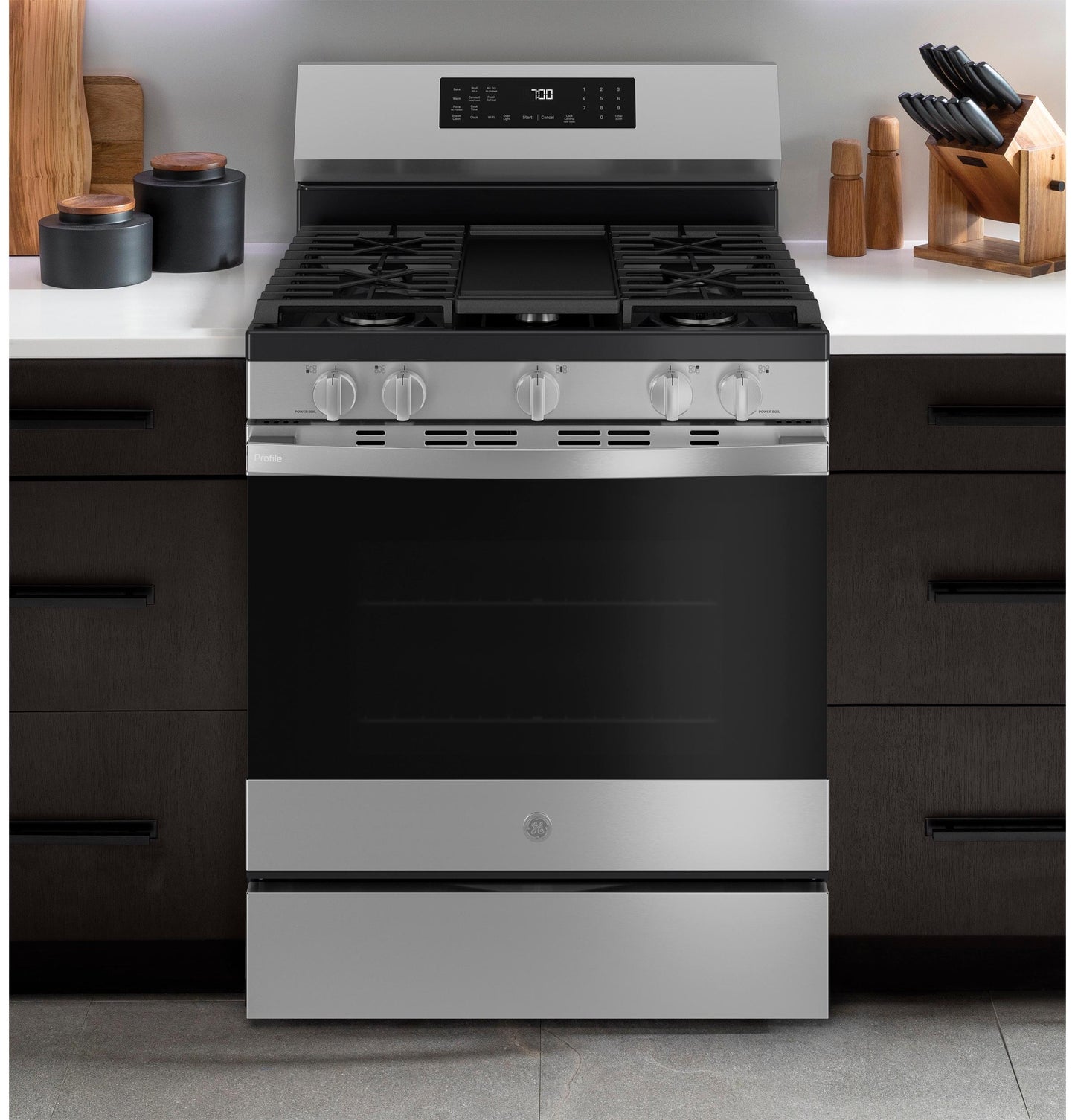 Ge Appliances PGF700AYFS Ge Profile™ 30" Smart Free-Standing Gas Convection Range With No Preheat Air Fry And Easywash™ Oven Tray