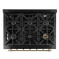 Forno FFSGS611336BLK Forno Antico 36-Inch Dual Fuel Range, Black And Antique Brass, 6 Burners, 4.5 Cu.Ft. Convection Oven