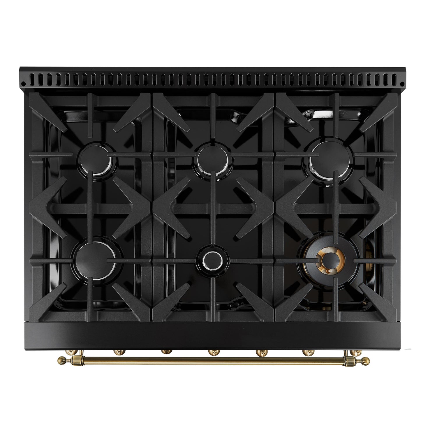 Forno FFSGS611336BLK Forno Antico 36-Inch Dual Fuel Range, Black And Antique Brass, 6 Burners, 4.5 Cu.Ft. Convection Oven