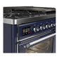 Ilve UM48FNR3MBCLP Ilve Um48Fnr3Mbclp Majestic Iii 48 Inch Dual Fuel Range With 8 Burners And Griddle, Dual Function Burner Up To 25,000 Btu (Liquid Propane, Triple Glass Door, Midnight Blue, Chrome)