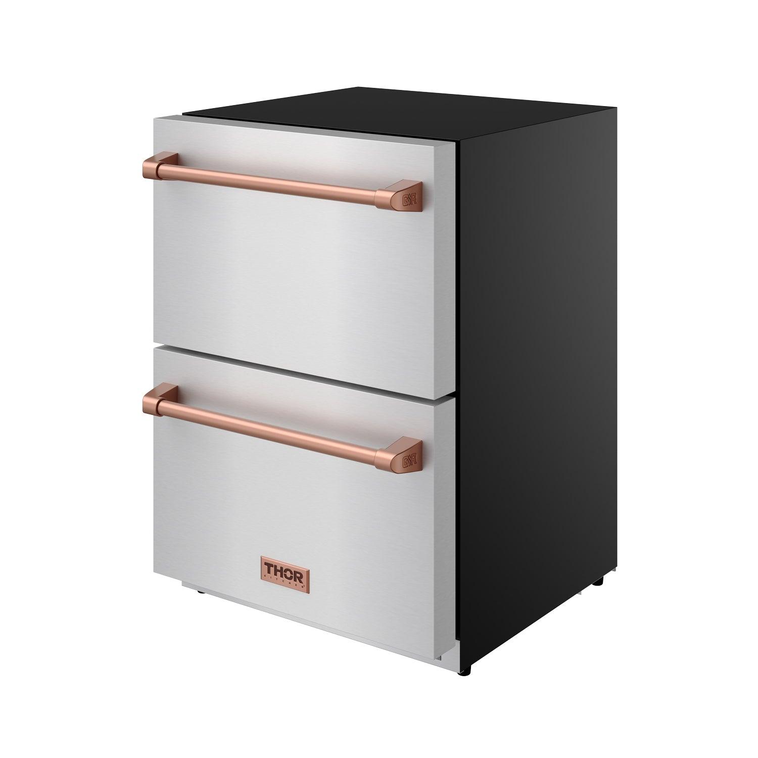 Thor Kitchen RZ24URSG 24 Inch Undercounter Built-In / Freestanding Drawer Freezer - Stainless Steel/Rose Gold Gordon Ramsay Series