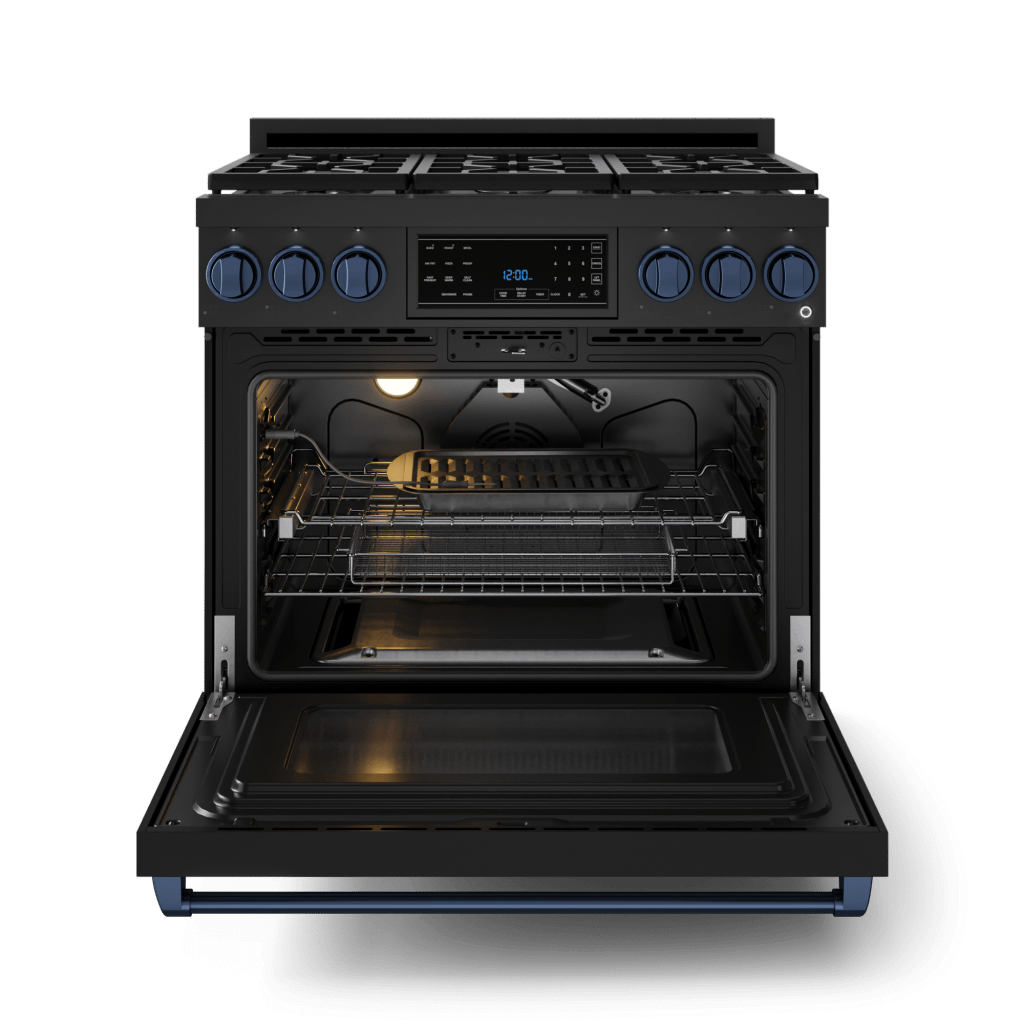 Thor Kitchen RSG36BLPBLU 36 Inch Professional Lp Range With Tilt Panel Touch Control In Stainless Black/Blue Gordon Ramsay Series - Rsg36Blp-Blu