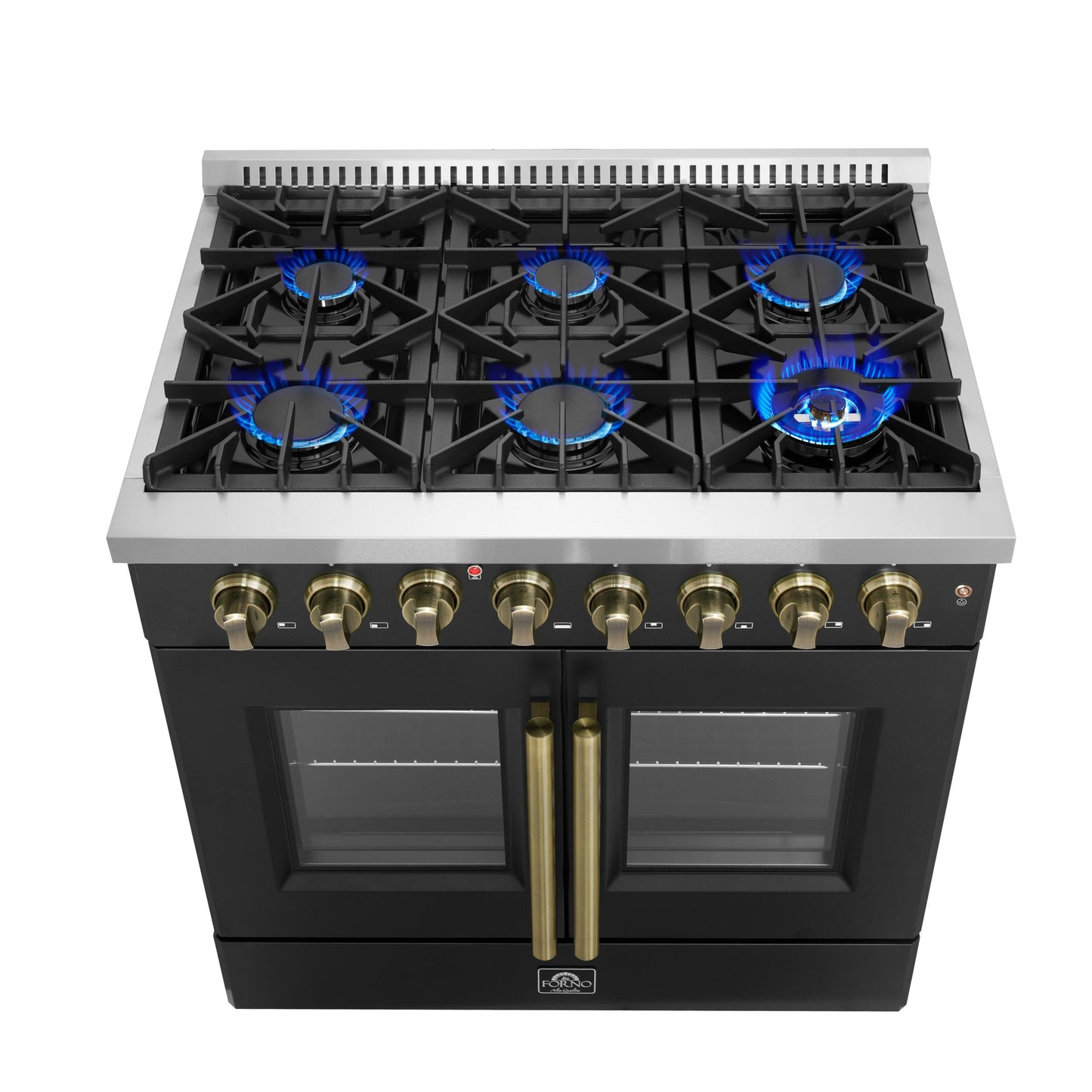 Forno FFSGS635636BLK Forno Galiano 36-Inch Freestanding French Door Dual Fuel Range Black