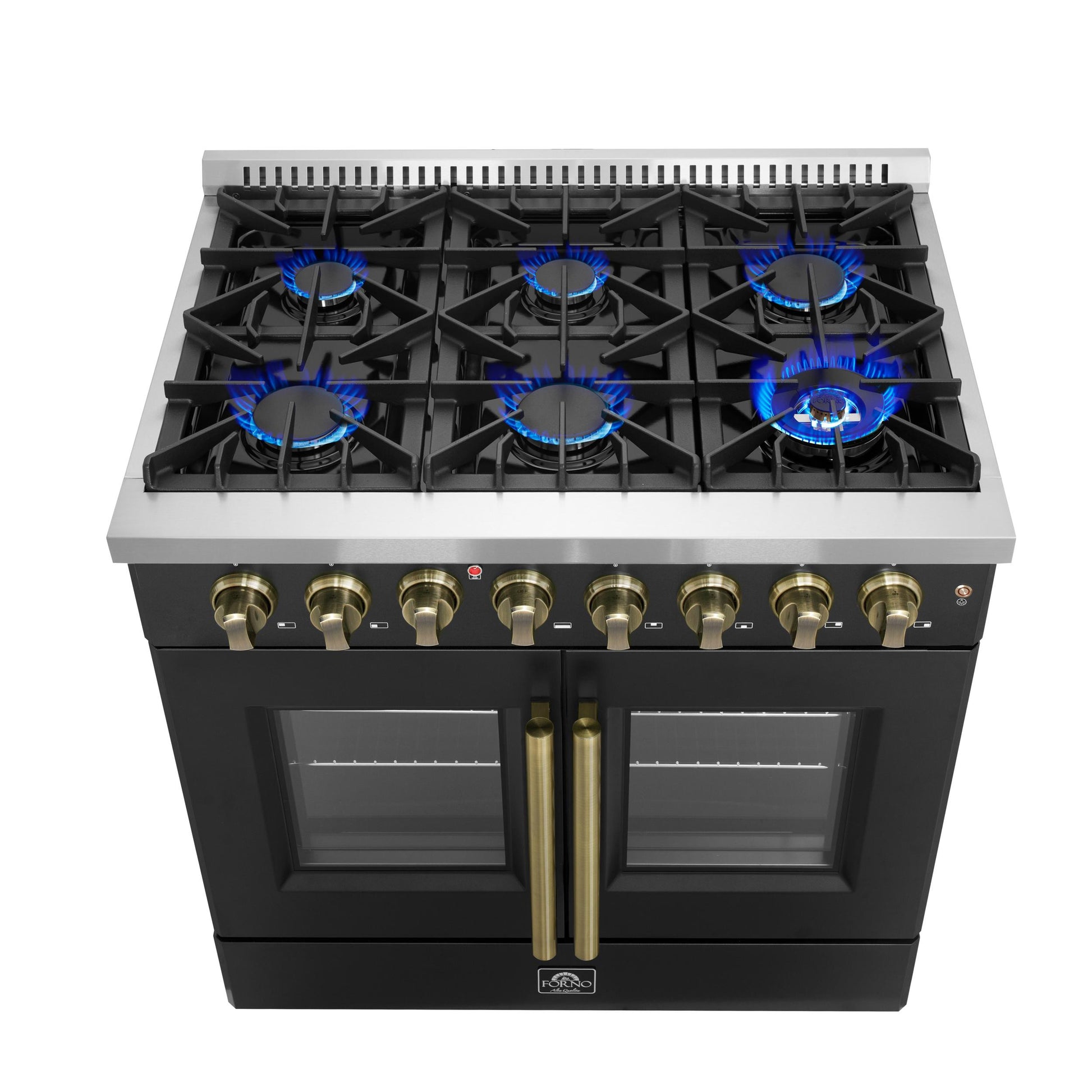 Forno FFSGS635636BLK Forno Galiano 36-Inch Freestanding French Door Dual Fuel Range Black