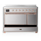 Ilve UMIB48QNR3SSP Ilve Umib48Qnr3Ssp Majestic Iii 48 Inch Induction Range With 6 Elements, 5.02 Cu. Ft. Total Oven Capacity (Solid Door, Stainless Steel, Copper)