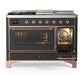 Ilve UM48FSNR3MGP Ilve Um48Fsnr3Mgp Majestic Iii 48 Inch Dual Fuel Range With 5 Black Brass Burners, Griddle And French Top, Dual Function Burner Up To 25,000 Btu (Natural Gas, Triple Glass Door, Graphite Matte, Copper)