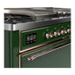 Ilve UM60FSQNR3EGP Ilve Um60Fsqnr3Egp Majestic Iii 60 Inch Dual Fuel Range With 7 Burners, Griddle And French Top, Dual Function Burner With Up To 25,000 Btu (Natural Gas, Solid Door, Emerald Green, Copper)