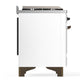 Ilve UM60FQNR3WHB Ilve Um60Fqnr3Whb Majestic Iii 60 Inch Dual Fuel Range With 9 Burners And Griddle, Dual Function Burner Up To 25,000 Btu (Natural Gas, Solid Door, White, Burnished)