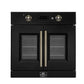 Forno FBOEL133330BLK Forno Asti 30-Inch French Door Electric Wall Oven In Black & Antique Brass, 3.68 Cu. Ft. True Convection, 3,600W, Air Fry, Sous Vide, Self-Clean