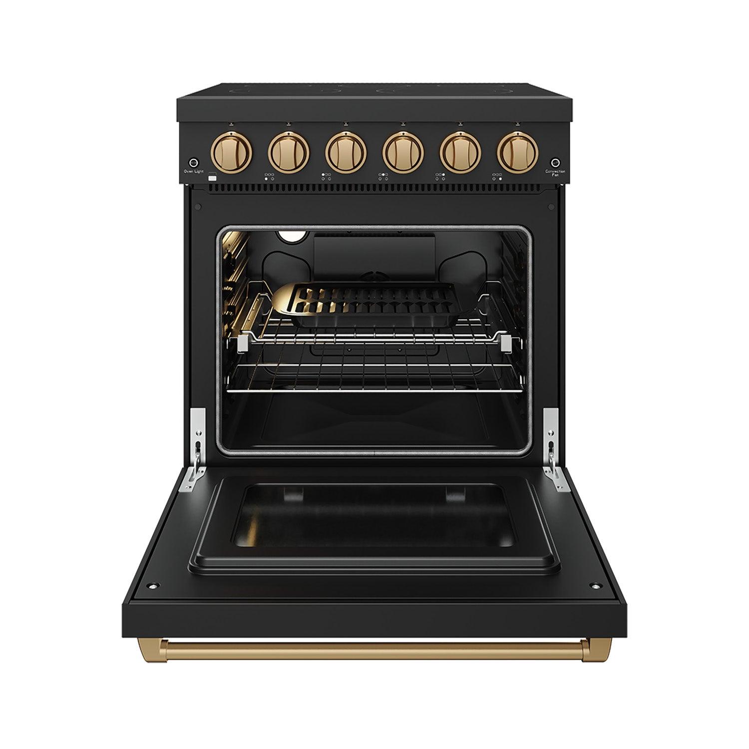 Thor Kitchen RSE30PBBRZ 30 Inch Professional Electric Range With Precision Knob Control In Black And Bronze Gordon Ramsay Series