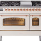 Ilve UP48FNMPAWP Nostalgie Ii 48 Inch Dual Fuel Natural Gas Freestanding Range In Antique White With Copper Trim