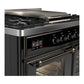 Ilve UMD40FNR3BKBLP Ilve Umd40Fnr3Bkblp Majestic Iii 40 Inch Dual Fuel Range With 6 Burners And Griddle, Dual Function Burner Up To 25,000 Btu (Liquid Propane, Triple Glass Door, Glossy Black, Burnished)
