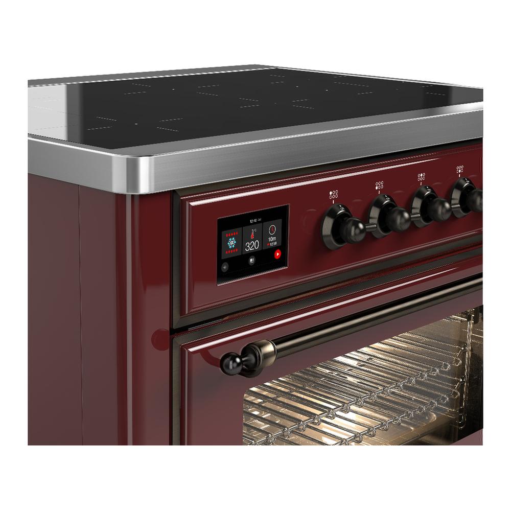 Ilve UMIB36NR3BUB Ilve Umib36Nr3Bub Majestic Iii 36 Inch Induction Range With 6 Elements, 3.5 Cu. Ft. Total Oven Capacity (Triple Glass Door, Burgundy, Burnished)