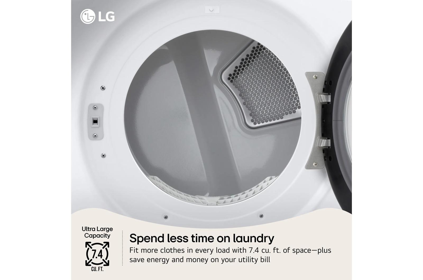 Lg DLE3420W 7.4 Cu. Ft. Ultra Large Capacity Smart Front Load Electric Dryer