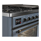 Ilve UM48FNR3BGBLP Ilve Um48Fnr3Bgblp Majestic Iii 48 Inch Dual Fuel Range With 8 Burners And Griddle, Dual Function Burner Up To 25,000 Btu (Liquid Propane, Triple Glass Door, Blue Grey, Burnished)