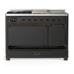 Ilve UM48FSQNR3MGB Ilve Um48Fsqnr3Mgb Majestic Iii 48 Inch Dual Fuel Range With 5 Black Brass Burners, Griddle And French Top, Dual Function Burner Up To 25,000 Btu (Natural Gas, Solid Door, Graphite Matte, Burnished)