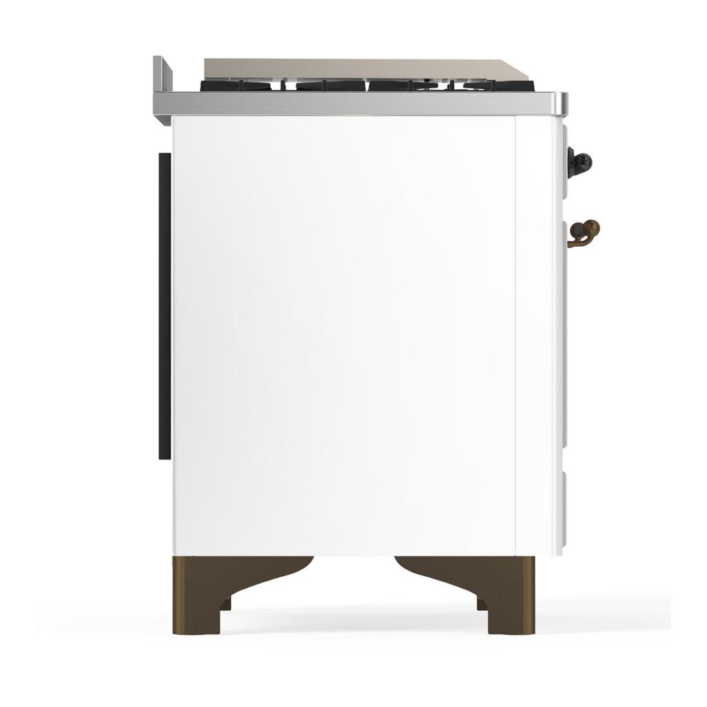 Ilve UM60FSNR3WHBLP Ilve Um60Fsnr3Whblp Majestic Iii 60 Inch Dual Fuel Range With 7 Burners, Griddle And French Top, Dual Function Burner With Up To 25,000 Btu (Liquid Propane, Triple Glass Door, White, Burnished)