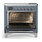 Ilve UMIB36NR3BGC Ilve Umib36Nr3Bgc Majestic Iii 36 Inch Induction Range With 6 Elements, 3.5 Cu. Ft. Total Oven Capacity (Triple Glass Door, Blue Grey, Chrome)
