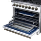 Forno FFSGS612536WHT Forno Massimo 36 Inch Freestanding Dual Fuel Range In White With Antique Brass Accessories, 6 Burners, 5.36 Cu. Ft. Convection Oven
