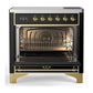 Ilve UMIB36NR3BKG Ilve Umib36Nr3Bkg Majestic Iii 36 Inch Induction Range With 6 Elements, 3.5 Cu. Ft. Total Oven Capacity (Triple Glass Door, Glossy Black, Brass)