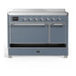 Ilve UMIB48QNR3BGC Ilve Umib48Qnr3Bgc Majestic Iii 48 Inch Induction Range With 6 Elements, 5.02 Cu. Ft. Total Oven Capacity (Solid Door, Blue Grey, Chrome)