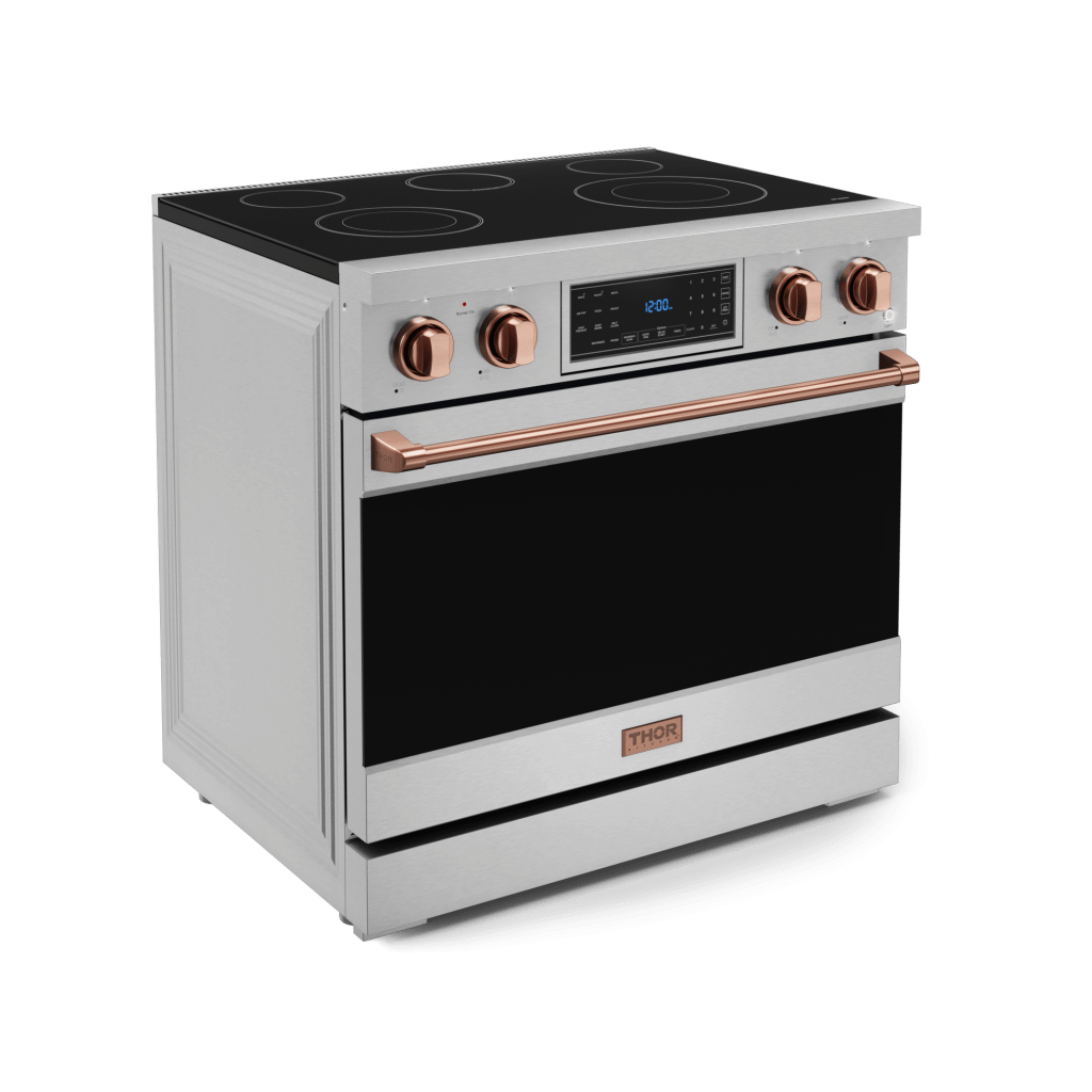 Thor Kitchen RSE36RSG 36 Inch Professional Electric Range With Tilt Panel Touch Control In Stainless Steel/Rose Gold Gordon Ramsay Series - Rse36-Rsg