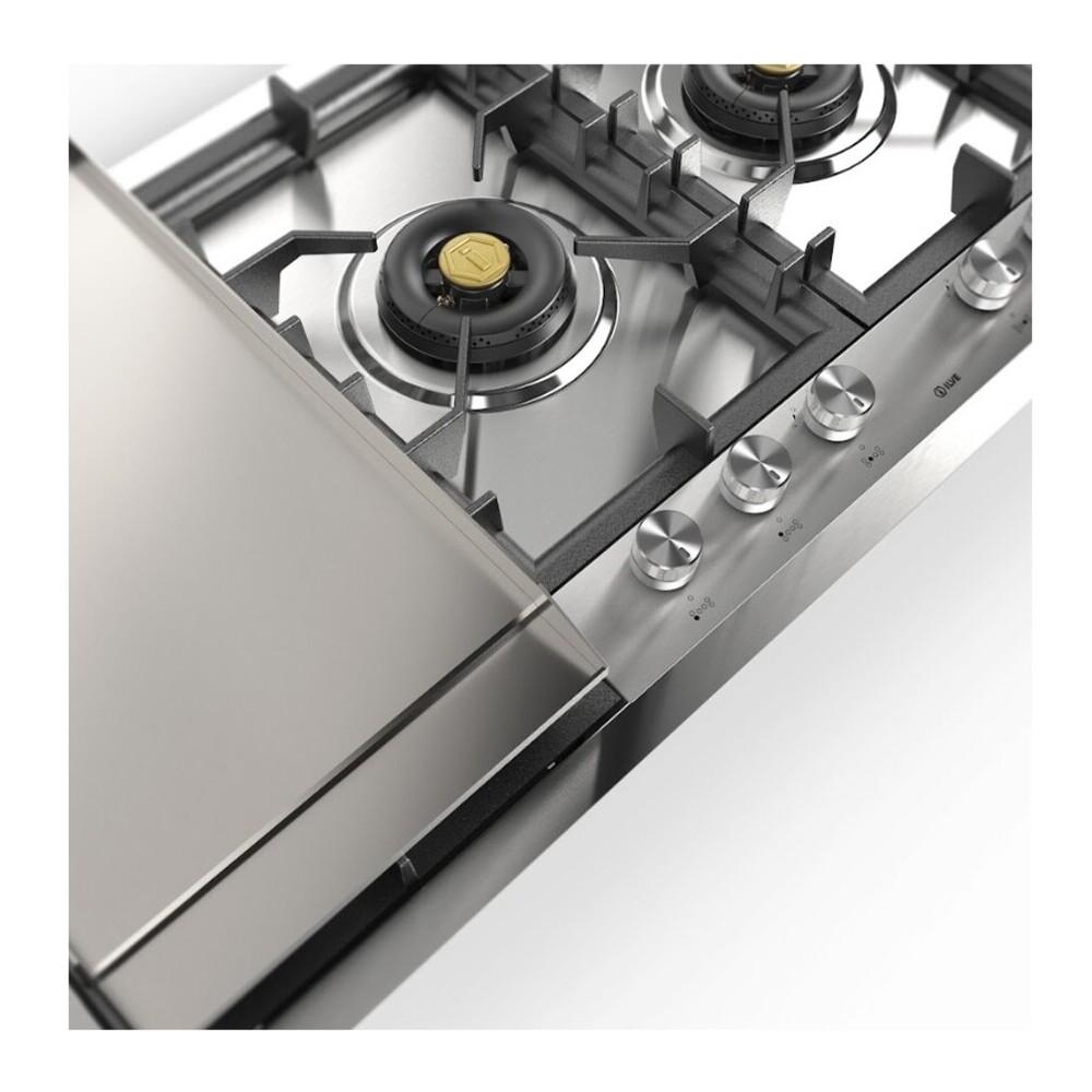 Ilve UHCPT125FSSLP Ilve Uhcpt125Fsslp Professional Plus Ii 48 Inch Built-In Gas Cooktop With Total Black Brass Burners, In Stainless Steel (6 Sealed Burners + Left Griddle, Liquid Propane)