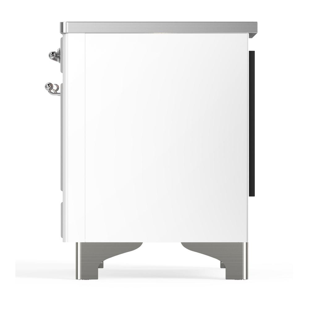 Ilve UMIB36QNR3WHC Ilve Umib36Qnr3Whc Majestic Iii 36 Inch Induction Range With 6 Elements, 3.5 Cu. Ft. Total Oven Capacity (Solid Door, White, Chrome)