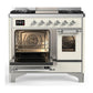Ilve UMD40FNR3AWC Ilve Umd40Fnr3Awc Majestic Iii 40 Inch Dual Fuel Range With 6 Burners And Griddle, Dual Function Burner Up To 25,000 Btu (Natural Gas, Triple Glass Door, Antique White, Chrome)