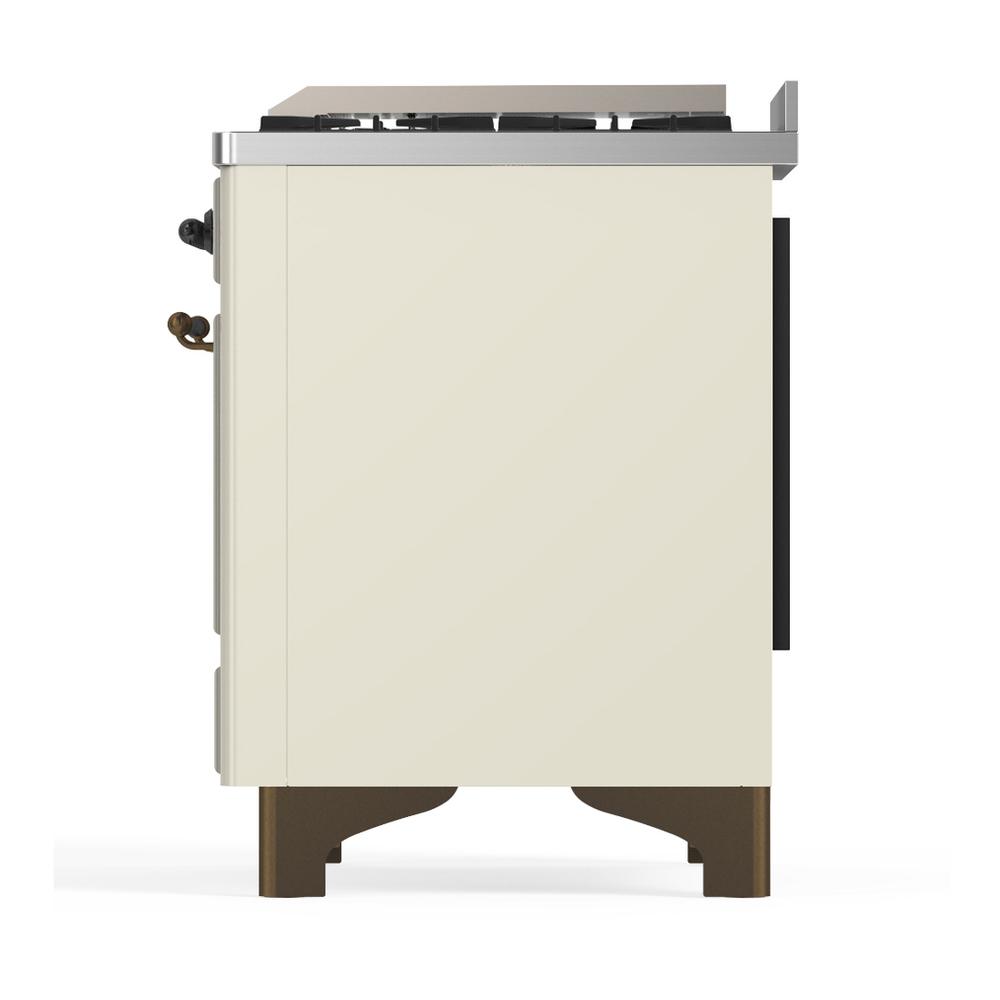 Ilve UM48FQNR3AWBLP Ilve Um48Fqnr3Awblp Majestic Iii 48 Inch Dual Fuel Range With 8 Burners And Griddle, Dual Function Burner Up To 25,000 Btu (Liquid Propane, Solid Door, Antique White, Burnished)